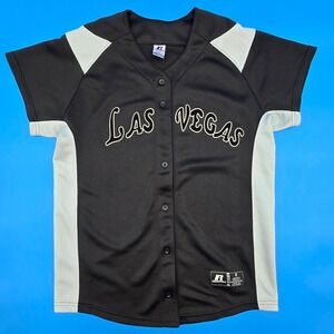 Russell Athletic Las Vegas Baseball Jersey Women's Small Dri-Power Black Gray